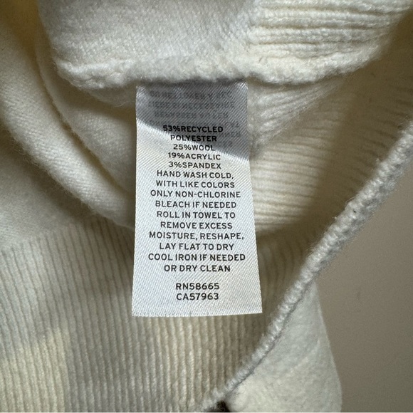 Nordstrom Collection Sweater M  Funnel Neck Wool Blend Ivory White - Picture 7 of 8